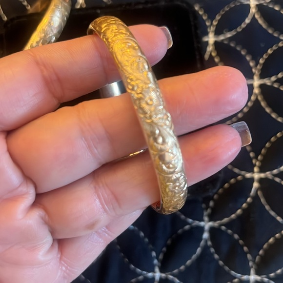 Gold Vintage Floral Detailed Bangle Circa Late 18-19th Century - Picture 5 of 5